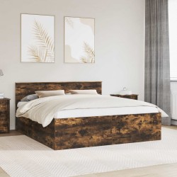 Cadre de lit Chêne fumé 200 x 200 cm Bois d'ingénierie 540997540997