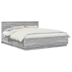 Cadre de lit Sonoma gris 200 x 200 cm Bois d'ingénierie 541036541036