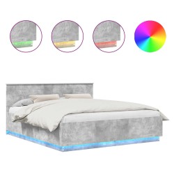 Cadre de lit Gris béton 200 x 200 cm Bois d'ingénierie 541063541063