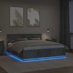 Cadre de lit Gris béton 200 x 200 cm Bois d'ingénierie 541063541063