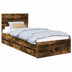 Cadre de lit avec tiroir Chêne fumé 75 x 190 cm Bois Ingénierie 541066541066
