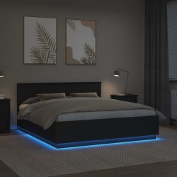 Cadre de lit Noir 200 x 200 cm Bois d'ingénierie 541074541074