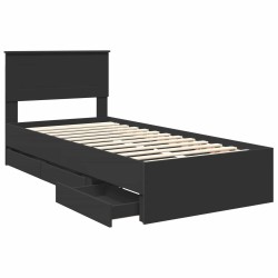 Cadre de lit avec tiroir Noir 90 x 190 cm Bois Ingénierie 541078541078