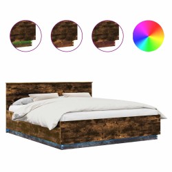 Cadre de lit Chêne fumé 200 x 200 cm Bois d'ingénierie 541085541085