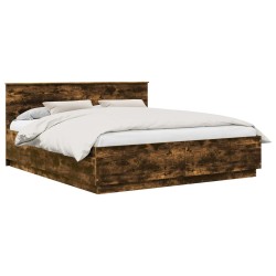 Cadre de lit Chêne fumé 200 x 200 cm Bois d'ingénierie 541085541085