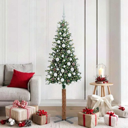 Sapin de Noël mince Vert 180 cm PVC et bois de pin massif 541125541125