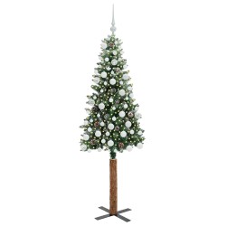 Sapin de Noël mince Vert 180 cm PVC et bois de pin massif 541125541125