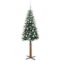 Sapin de Noël mince Vert 180 cm PVC et bois de pin massif 541125541125