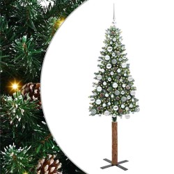 Sapin de Noël mince Vert 180 cm PVC et bois de pin massif 541126541126