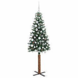 Sapin de Noël mince Vert 180 cm PVC et bois de pin massif 541126541126