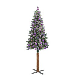 Sapin de Noël mince Vert 180 cm PVC et bois de pin massif 541127541127