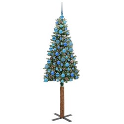 Sapin de Noël mince Vert 180 cm PVC et bois de pin massif 541128541128