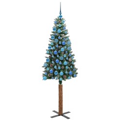 Sapin de Noël mince Vert 180 cm PVC et bois de pin massif 541128541128