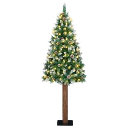 Sapin de Noël mince Vert 210 cm PVC et bois de pin massif 541129541129