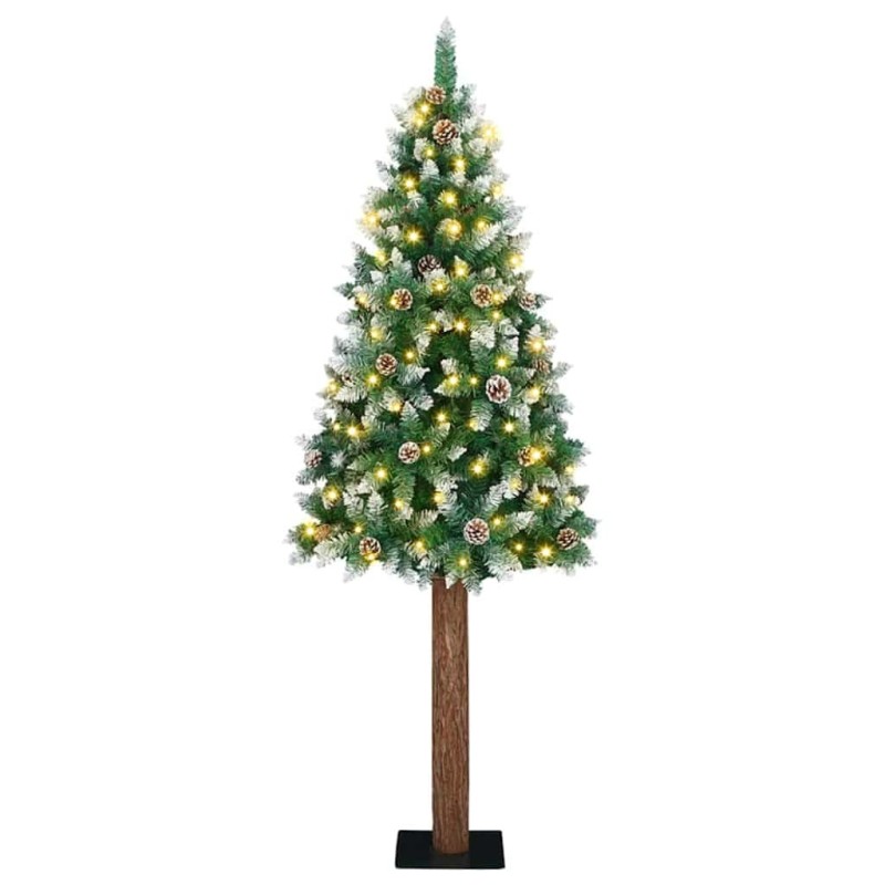 Sapin de Noël mince Vert 210 cm PVC et bois de pin massif 541129541129