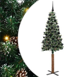 Sapin de Noël mince Vert 180 cm PVC et bois de pin massif 541131541131