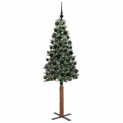 Sapin de Noël mince Vert 180 cm PVC et bois de pin massif 541131541131