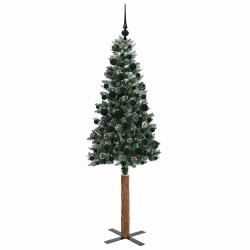 Sapin de Noël mince Vert 180 cm PVC et bois de pin massif 541131541131