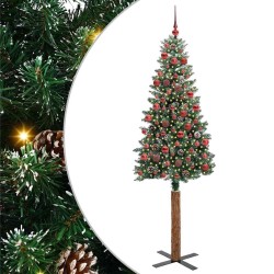 Sapin de Noël mince Vert 180 cm PVC et bois de pin massif 541135541135