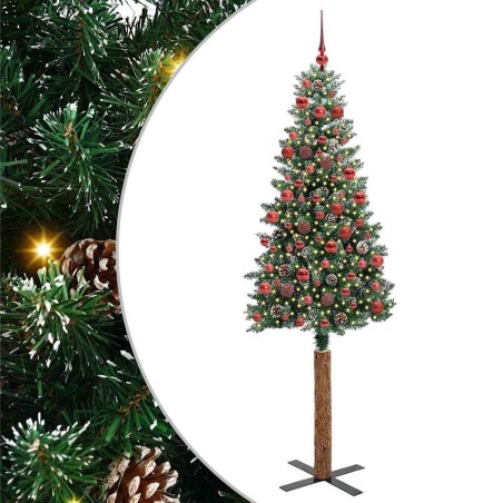 Sapin de Noël mince Vert 180 cm PVC et bois de pin massif 541135541135