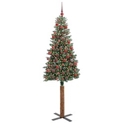 Sapin de Noël mince Vert 180 cm PVC et bois de pin massif 541135541135