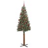 Sapin de Noël mince Vert 180 cm PVC et bois de pin massif 541135541135