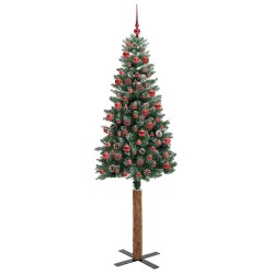 Sapin de Noël mince Vert 180 cm PVC et bois de pin massif 541135541135
