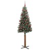 Sapin de Noël mince Vert 180 cm PVC et bois de pin massif 541135541135