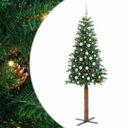 Sapin de Noël mince Vert 210 cm PVC et bois de pin massif 541136541136
