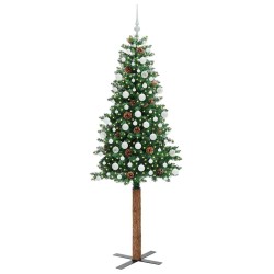 Sapin de Noël mince Vert 210 cm PVC et bois de pin massif 541136541136