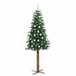 Sapin de Noël mince Vert 210 cm PVC et bois de pin massif 541136541136