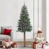 Sapin de Noël mince Vert 210 cm PVC et bois de pin massif 541137541137