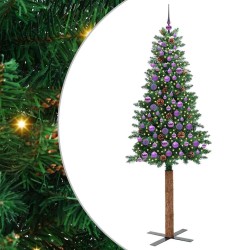 Sapin de Noël mince Vert 210 cm PVC et bois de pin massif 541137541137