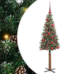 Sapin de Noël mince Vert 150 cm PVC et bois de pin massif 541138541138