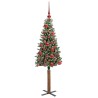Sapin de Noël mince Vert 150 cm PVC et bois de pin massif 541138541138