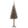 Sapin de Noël mince Vert 150 cm PVC et bois de pin massif 541138541138