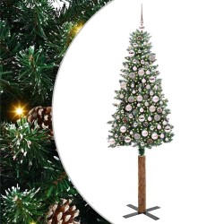 Sapin de Noël mince Vert 180 cm PVC et bois de pin massif 541140541140