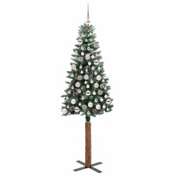 Sapin de Noël mince Vert 180 cm PVC et bois de pin massif 541140541140
