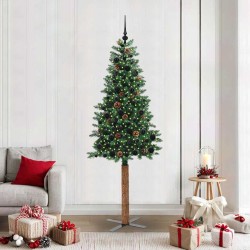 Sapin de Noël mince Vert 210 cm PVC et bois de pin massif 541149541149