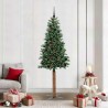 Sapin de Noël mince Vert 210 cm PVC et bois de pin massif 541149541149
