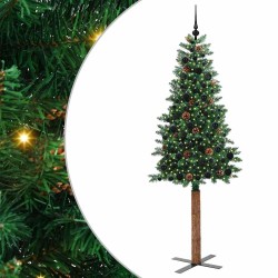 Sapin de Noël mince Vert 210 cm PVC et bois de pin massif 541149541149