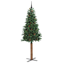 Sapin de Noël mince Vert 210 cm PVC et bois de pin massif 541149541149