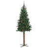 Sapin de Noël mince Vert 210 cm PVC et bois de pin massif 541149541149