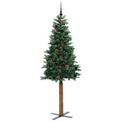 Sapin de Noël mince Vert 210 cm PVC et bois de pin massif 541149541149