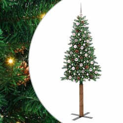 Sapin de Noël mince Vert 210 cm PVC et bois de pin massif 541176541176