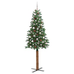 Sapin de Noël mince Vert 210 cm PVC et bois de pin massif 541176541176