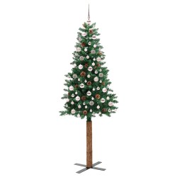 Sapin de Noël mince Vert 210 cm PVC et bois de pin massif 541176541176