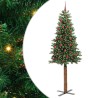 Sapin de Noël mince Vert 210 cm PVC et bois de pin massif 541177541177