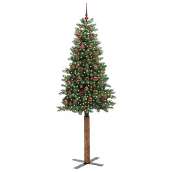 Sapin de Noël mince Vert 210 cm PVC et bois de pin massif 541177541177