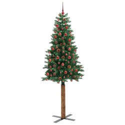 Sapin de Noël mince Vert 210 cm PVC et bois de pin massif 541177541177